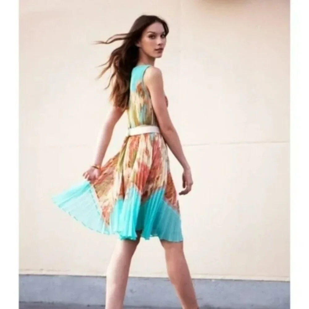 D-4. BCBGMaxazria Ksenia Dress Blue US 0 - Picture 4 of 5
